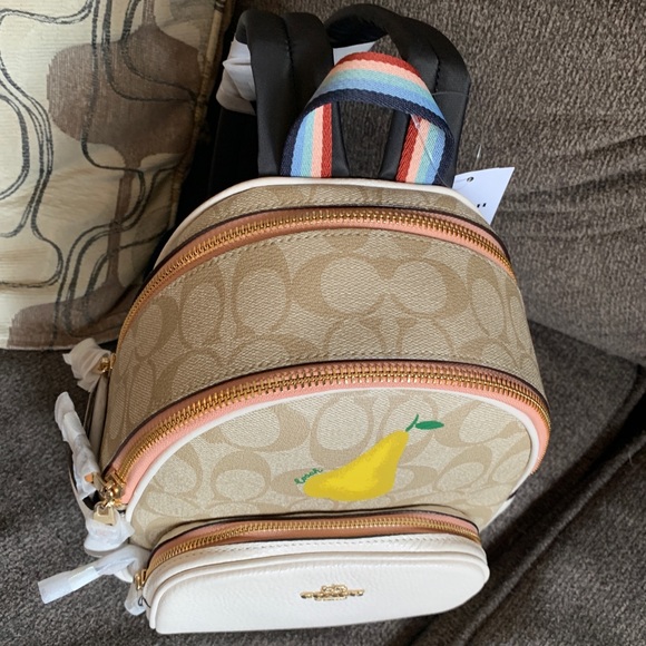 Authentic COACH Leather /coated signature canvas 3 zips Sm backpack - Picture 13 of 16